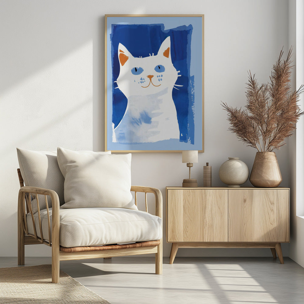 Cat In Blue - Poster / Art Print