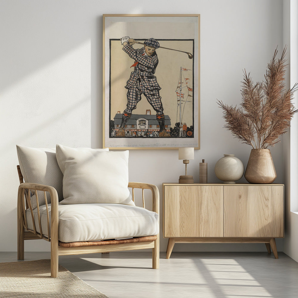 Man Swinging Golf Club (1915) - Poster / Art Print
