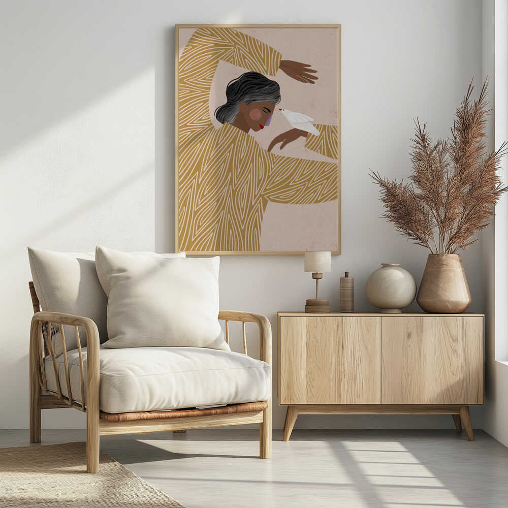 The Woman With a Bird - Poster / Art Print