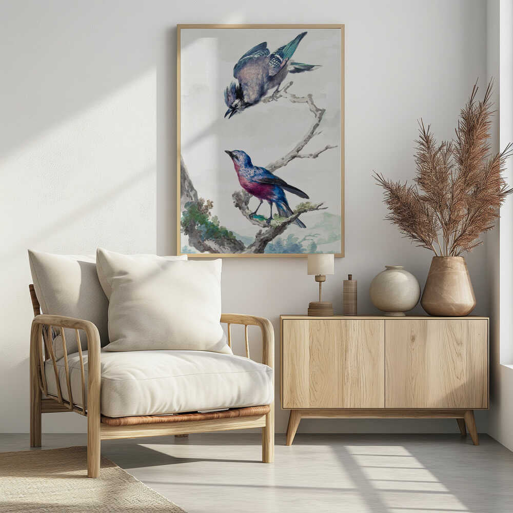 Two Birds  a Blue Jay and a Purple Breasted Cotinga - Poster / Art Print