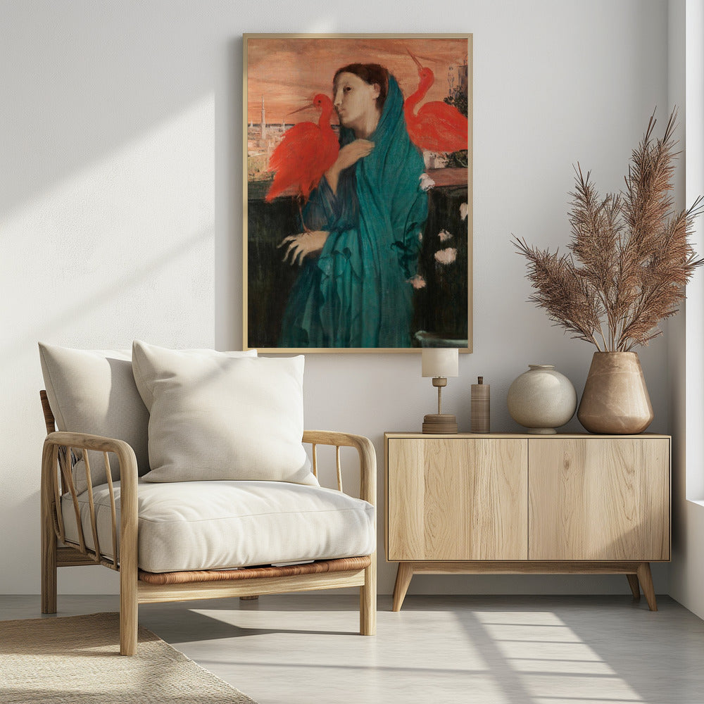 Young Woman With Ibis - Poster / Art Print