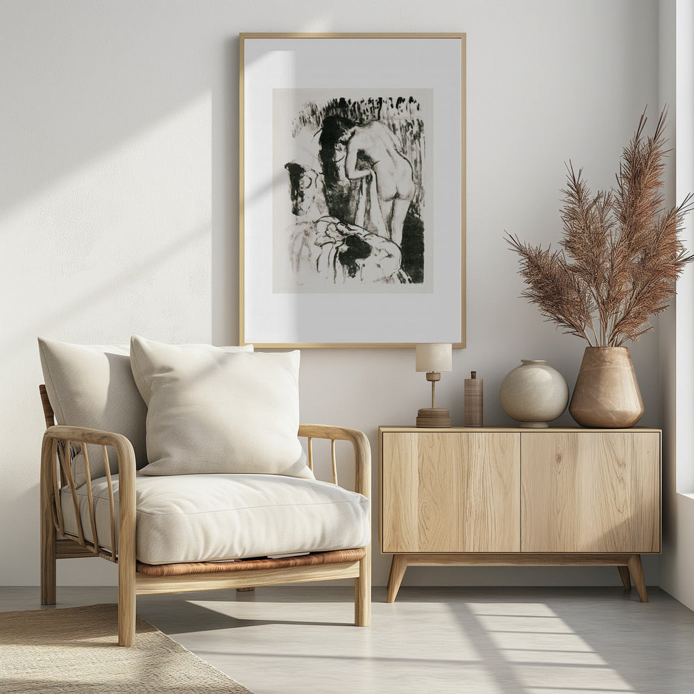 Nude Woman Standing, Drying Herself - Poster / Art Print