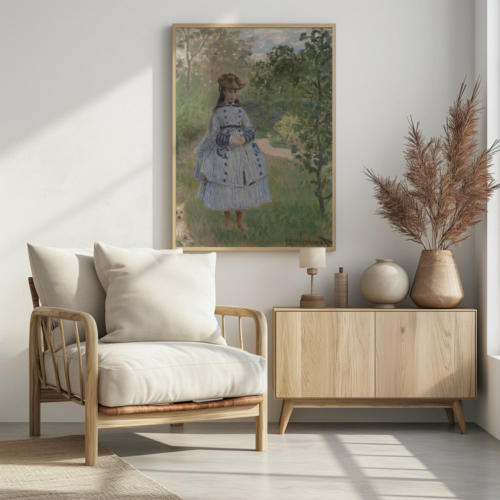 Girl With Dog By Claude Monet - Poster / Art Print