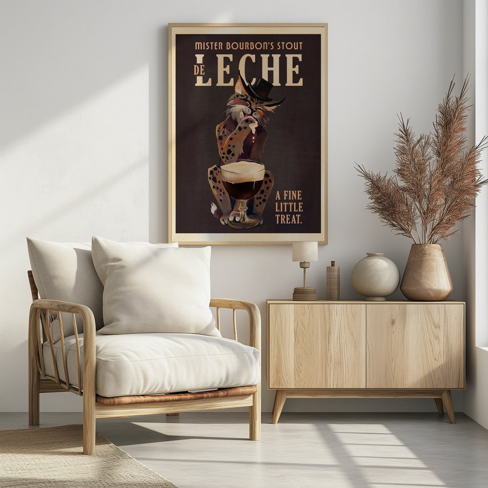 Bourbon De Leche Guinness Style Cat Art - Poster / Art Print