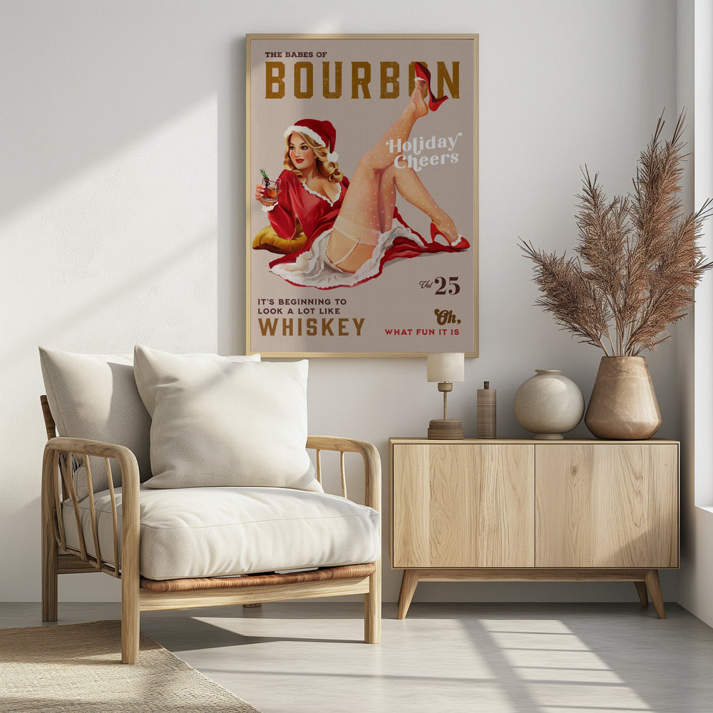 Babes of Bourbon Vol 25 Holiday Cheer Christmas Pinup - Poster / Art Print