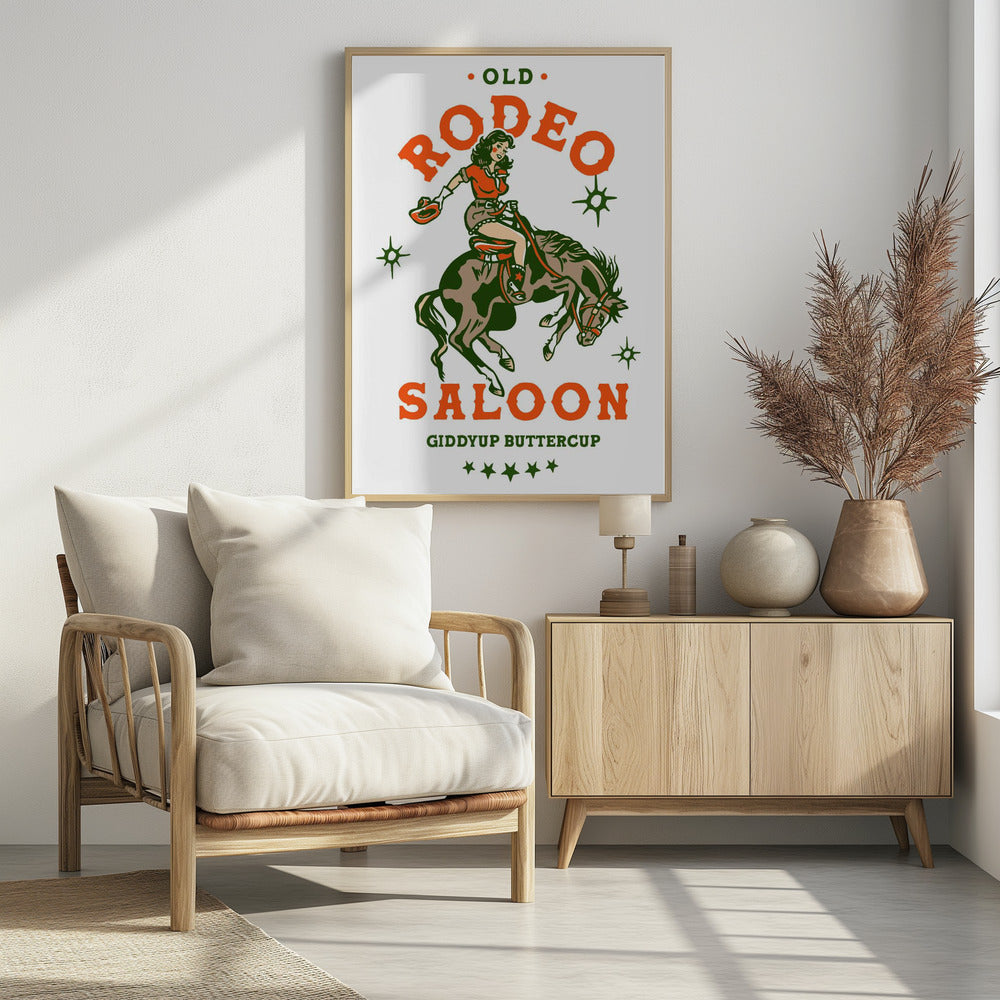 Old Rodeo Saloon Cowgirl: Giddyup Buttercup - Poster / Art Print
