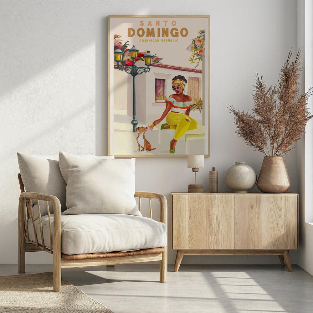 Santo Domingo Dominican Republic Woman & Dog - Poster / Art Print