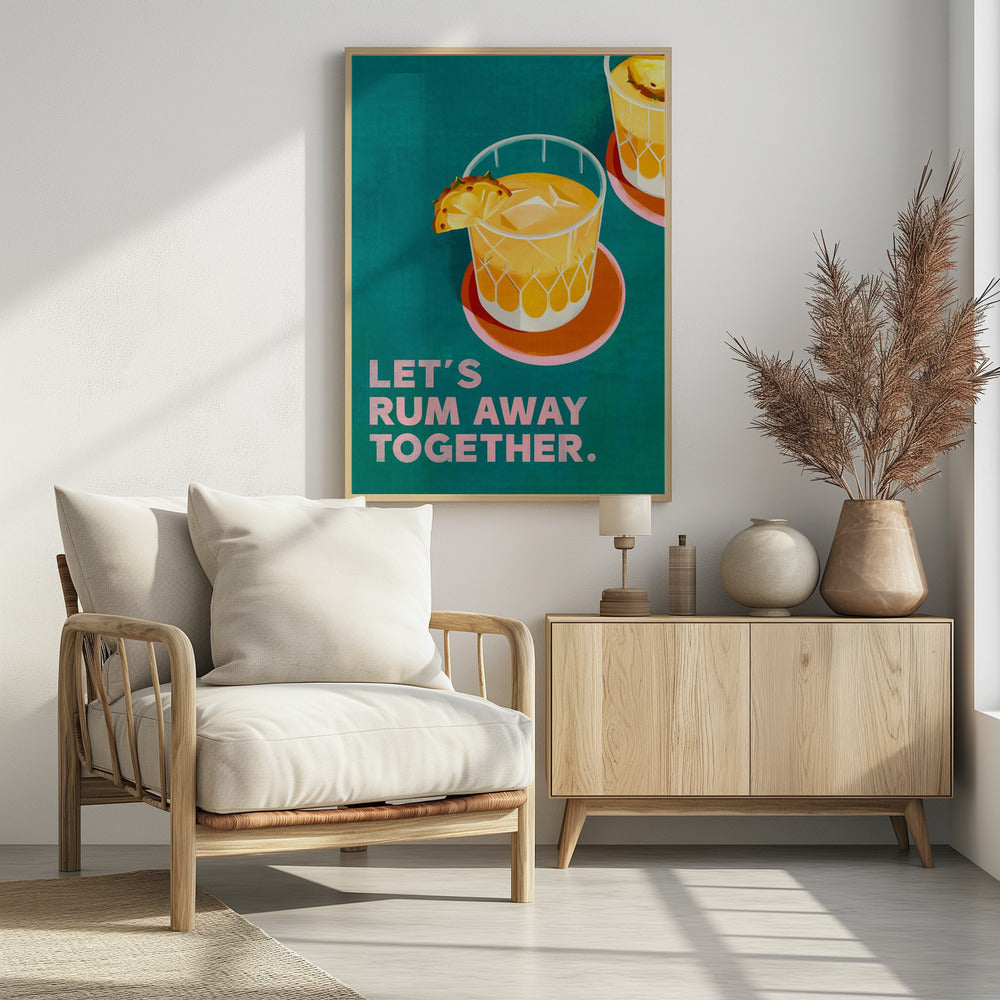 Rum Away Beach Bar Cocktail Art - Poster / Art Print