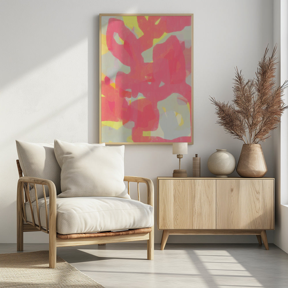 Pink, Grey, Yellow Abstract - Poster / Art Print