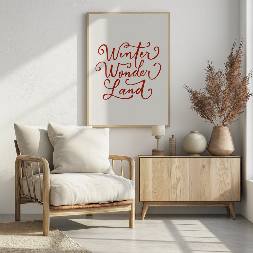 Winter Wonderland Text (green), Christmas Noël Holiday Winter Quote Typography Lettering - Poster / Art Print