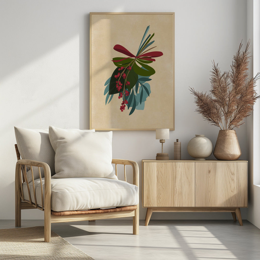 Thea holiday bouquet in sepia - Poster / Art Print