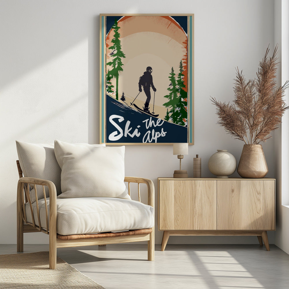 Winter Tourism: Vintage Ski the Alps Poster - Poster / Art Print