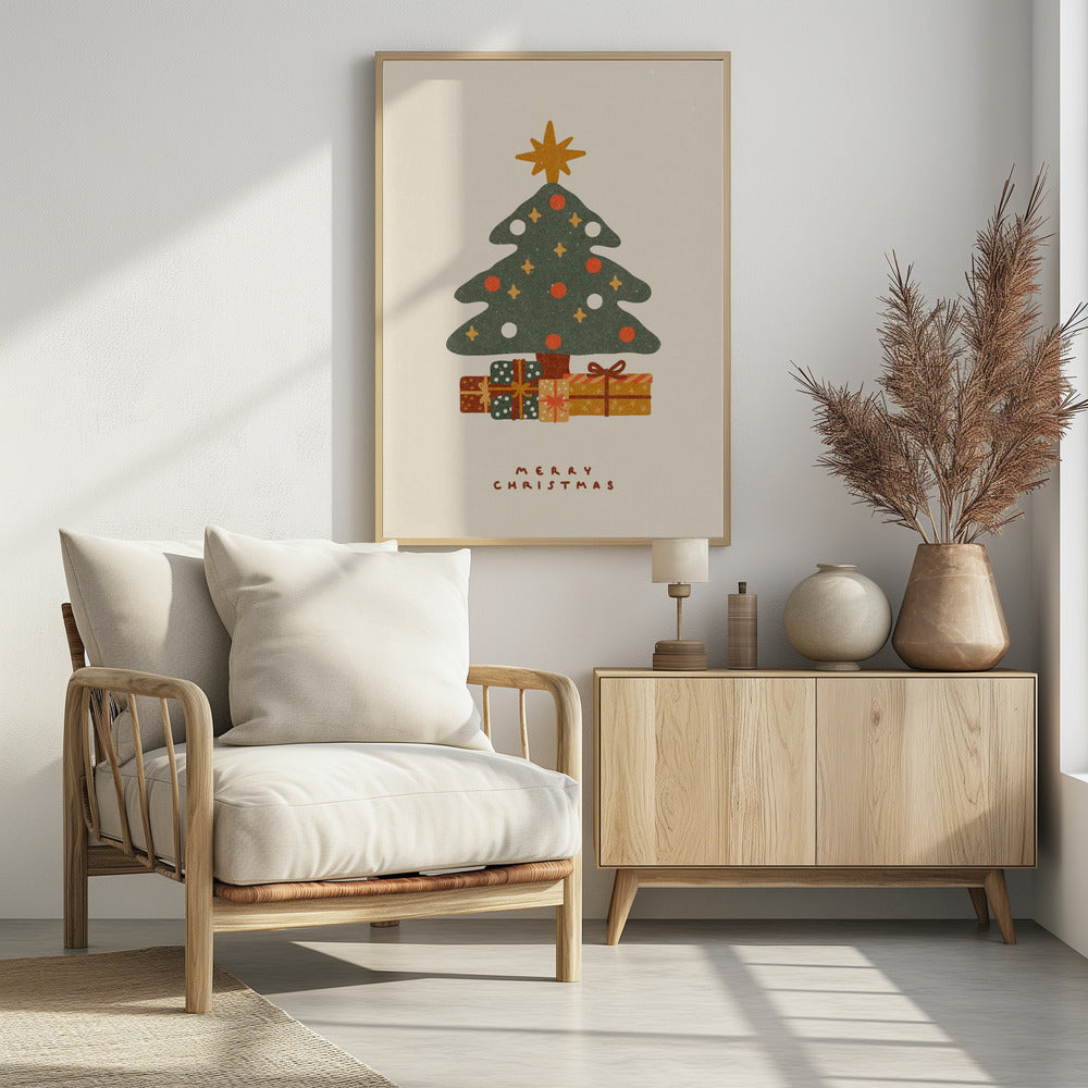 Christmas tree with gifts - Poster / Art Print