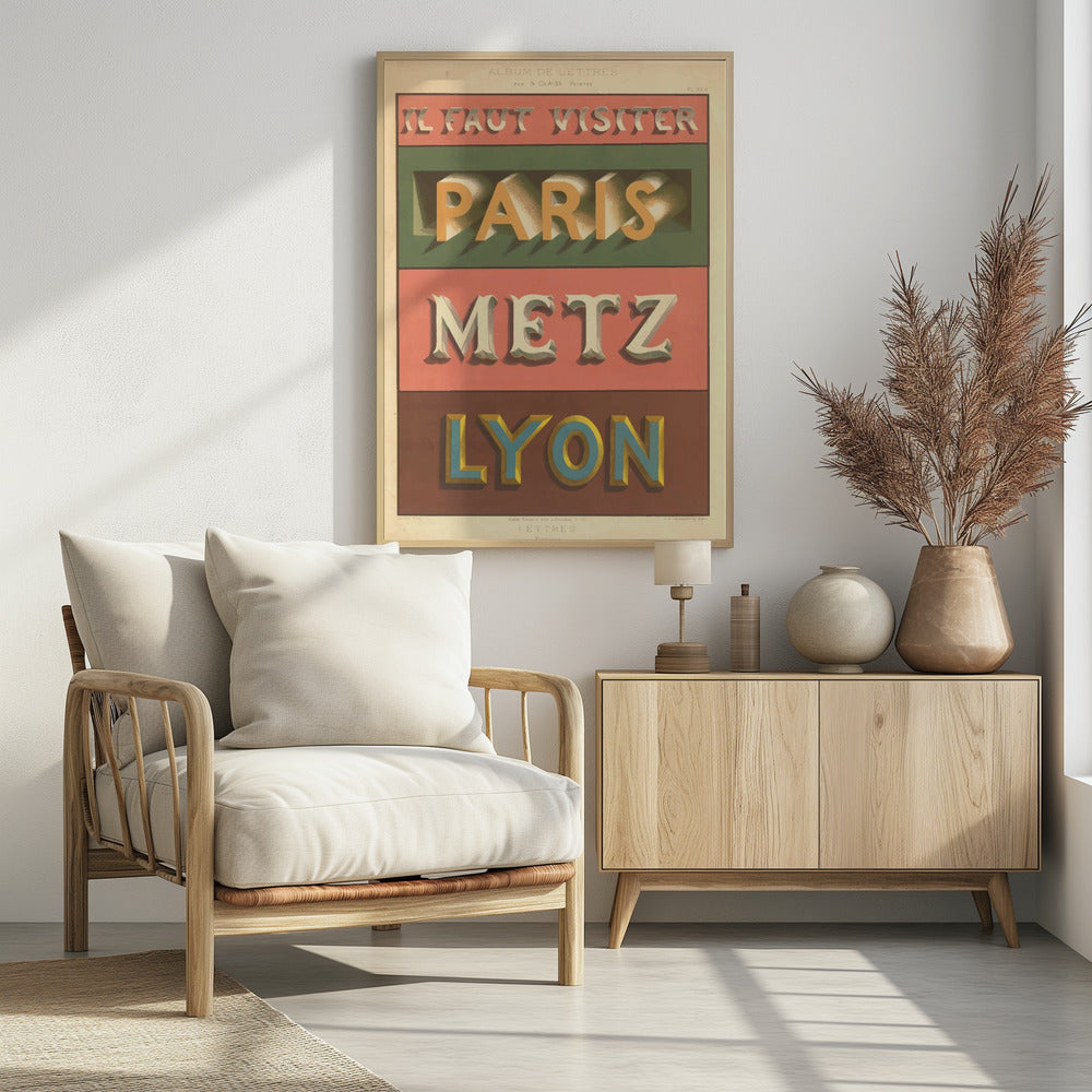 Paris Metz Lyon - Poster / Art Print