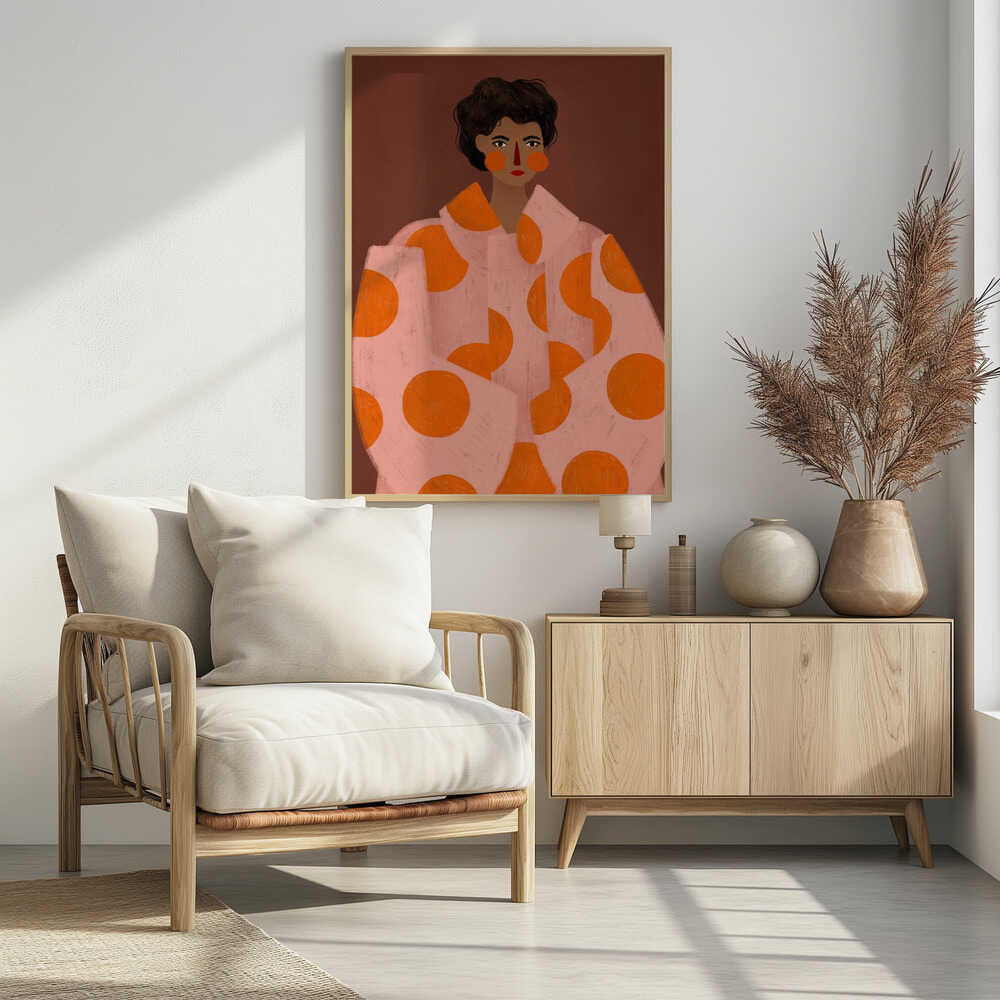 Woman With Orange Dots - Poster / Art Print