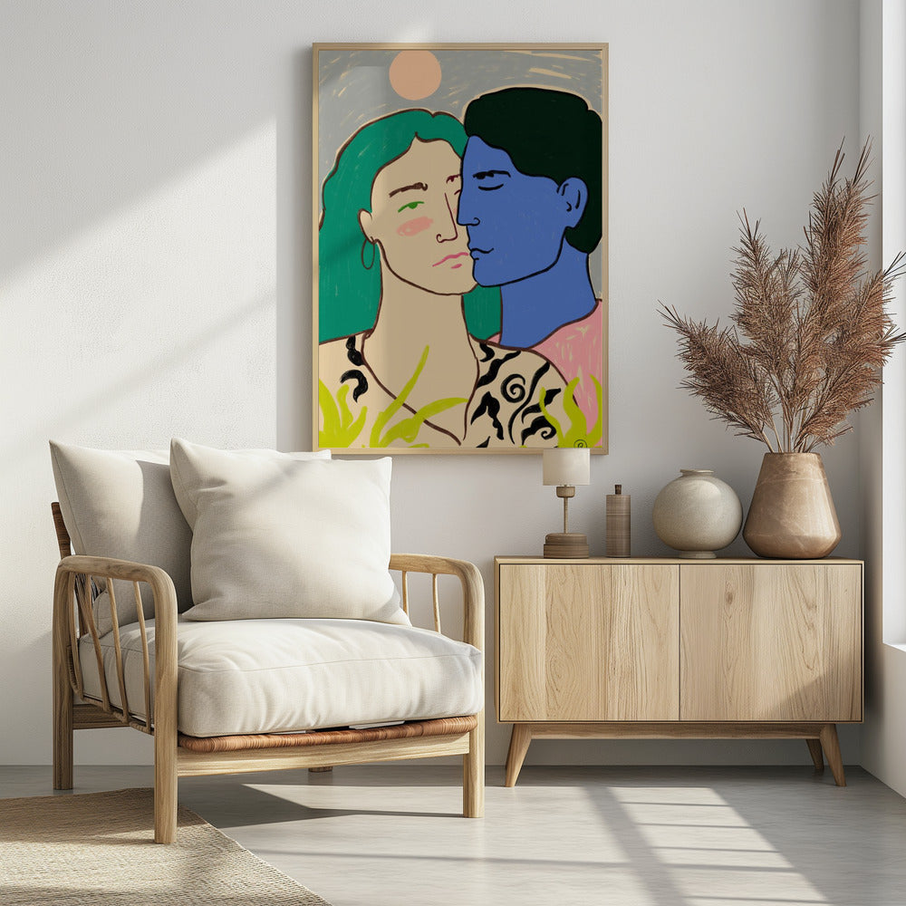 Lovers Under the Moon - Poster / Art Print