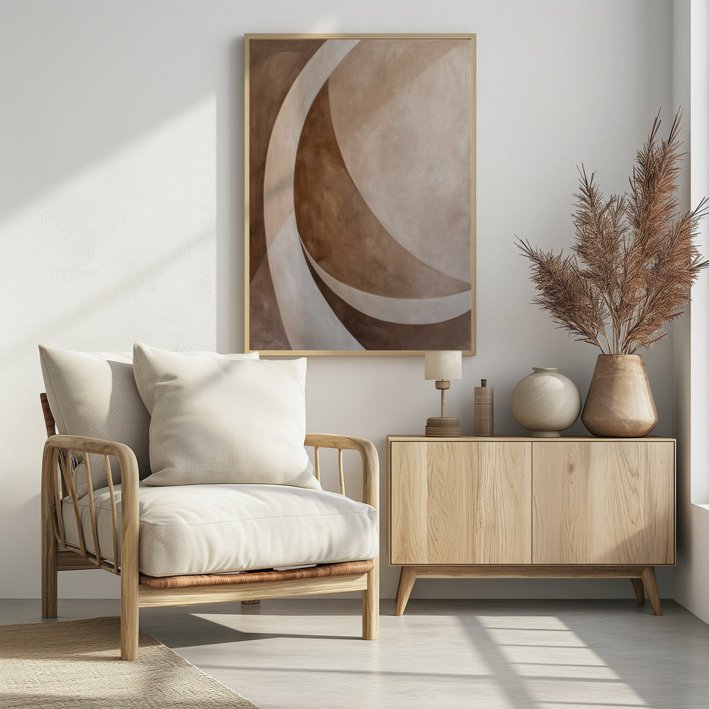Abstract Art Beige Brown Geo Abstract - Poster / Art Print