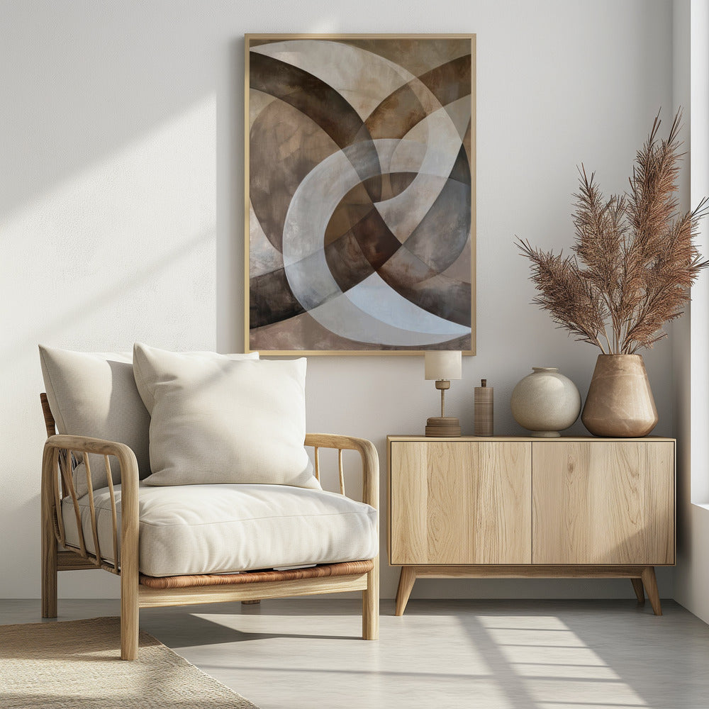 Abstract Art Beige Brown Geo Abstract - Poster / Art Print