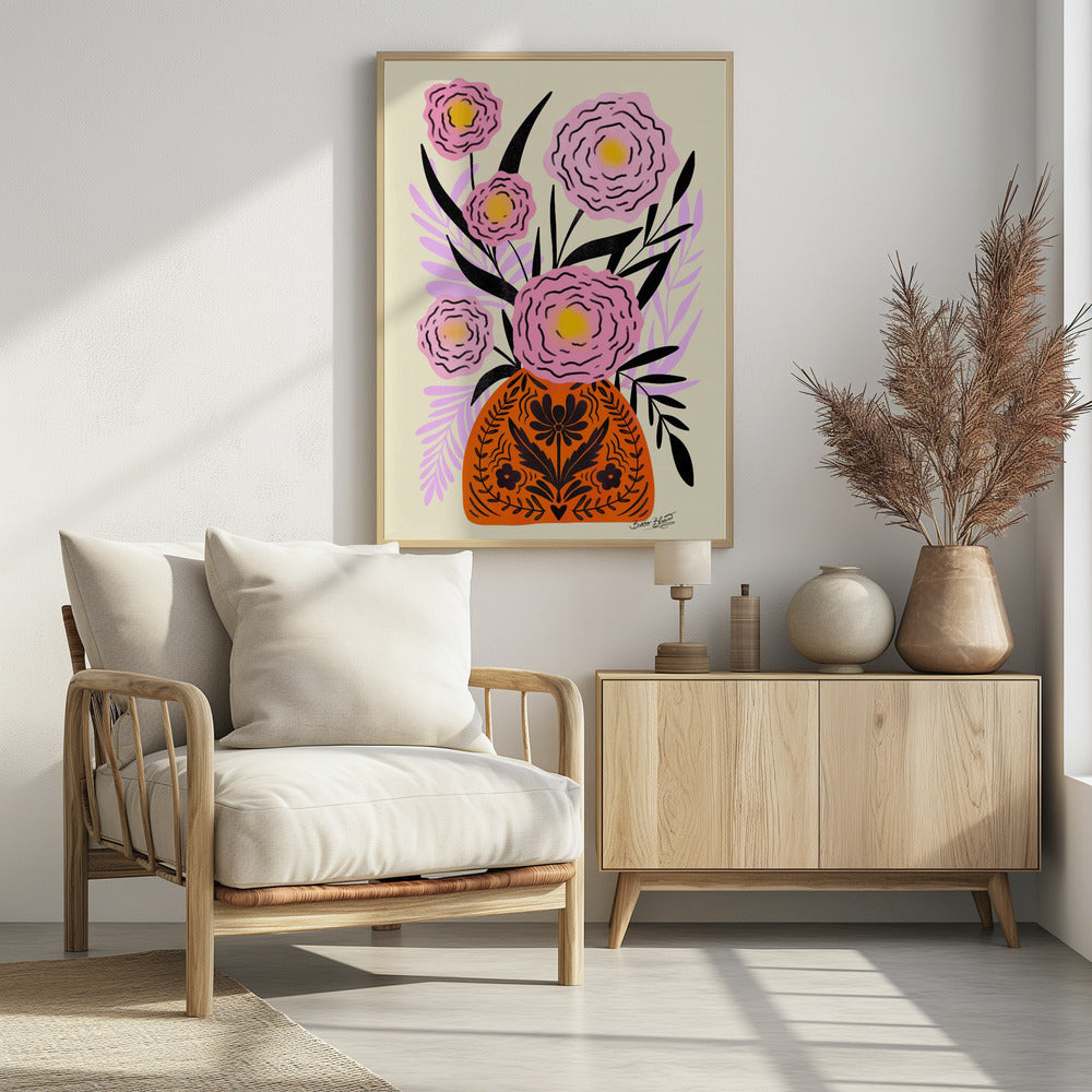Pink Maxi Flower Vase - Poster / Art Print