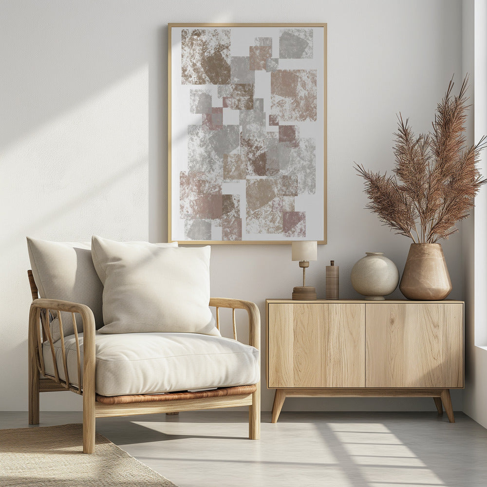 Abstract Brown Cubes - Poster / Art Print