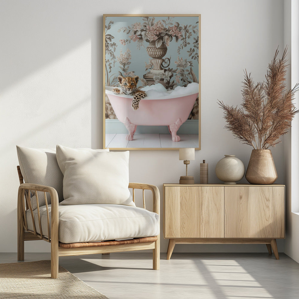 Leopard’s Pink Bubble Bath - Poster / Art Print