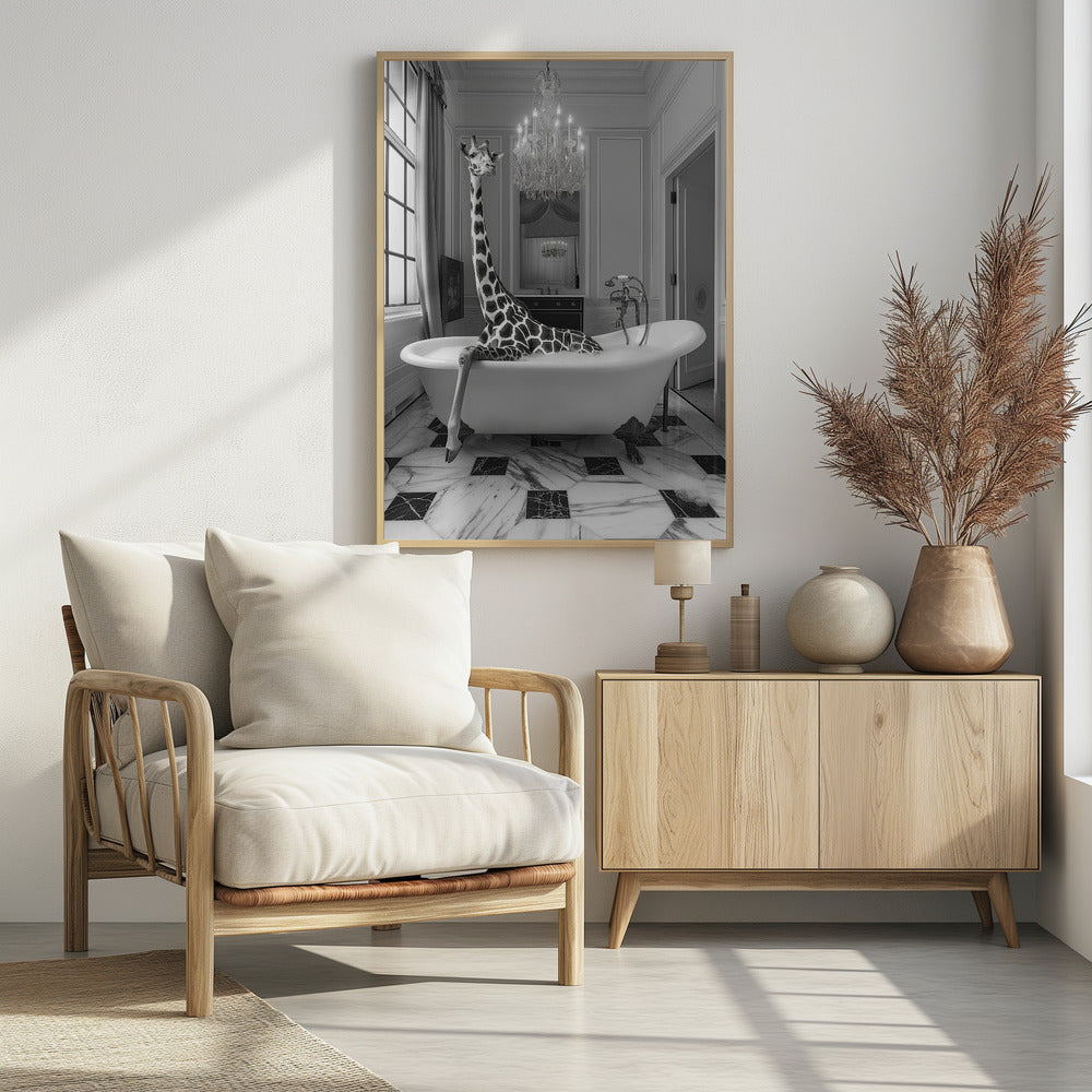 Giraffe Glam Soak - Poster / Art Print