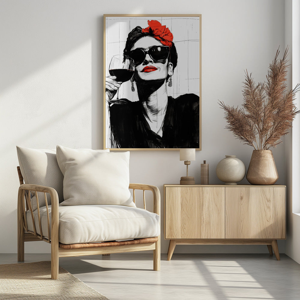 Woman and drink - Poster / Art Print
