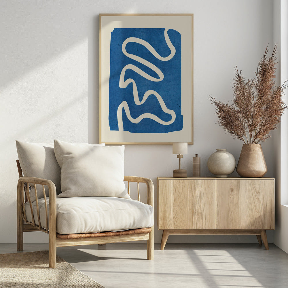 Geometric Abstract Minimal Blue - Poster / Art Print