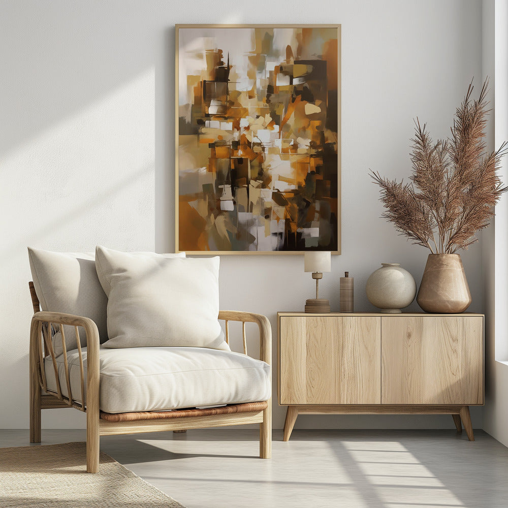 Abstract Patchwork In Earth Tones - Poster / Art Print