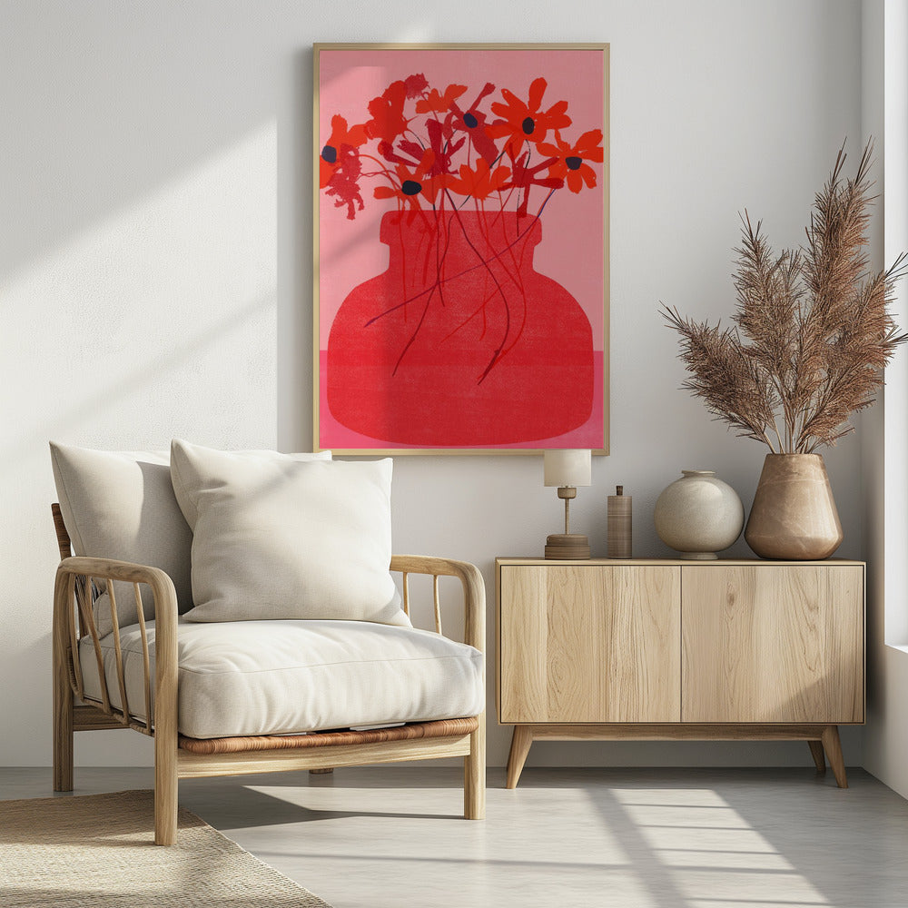 Red Flower in a Vase - Poster / Art Print