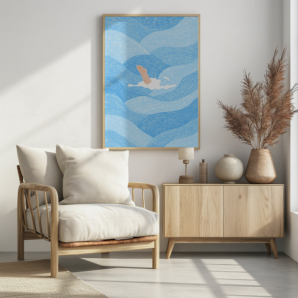 Swimming in the Summer Ocean - Poster / Art Print