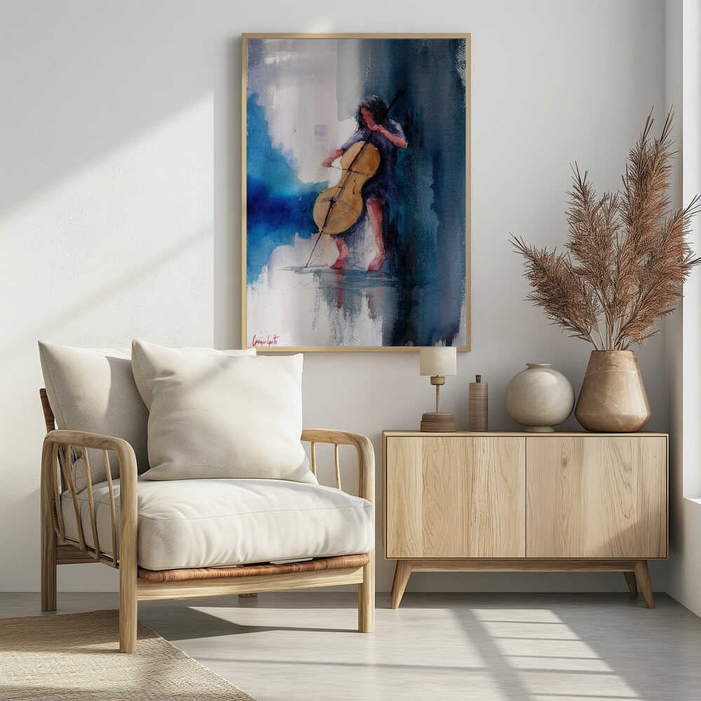 A Musician Playing A Cello - Poster / Art Print