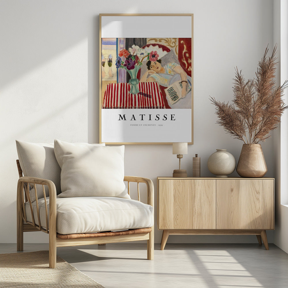Femme Et Anémones - Poster / Art Print