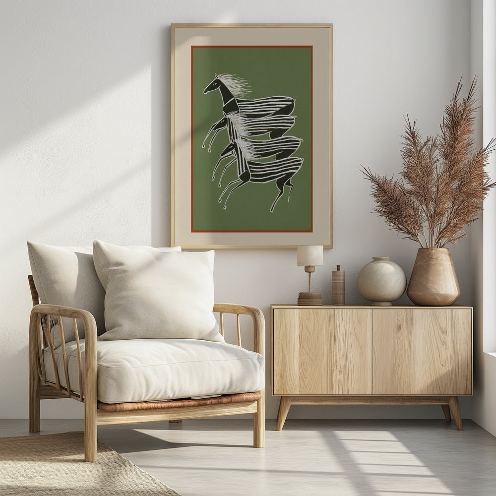 Horses In Stripes - Poster / Art Print