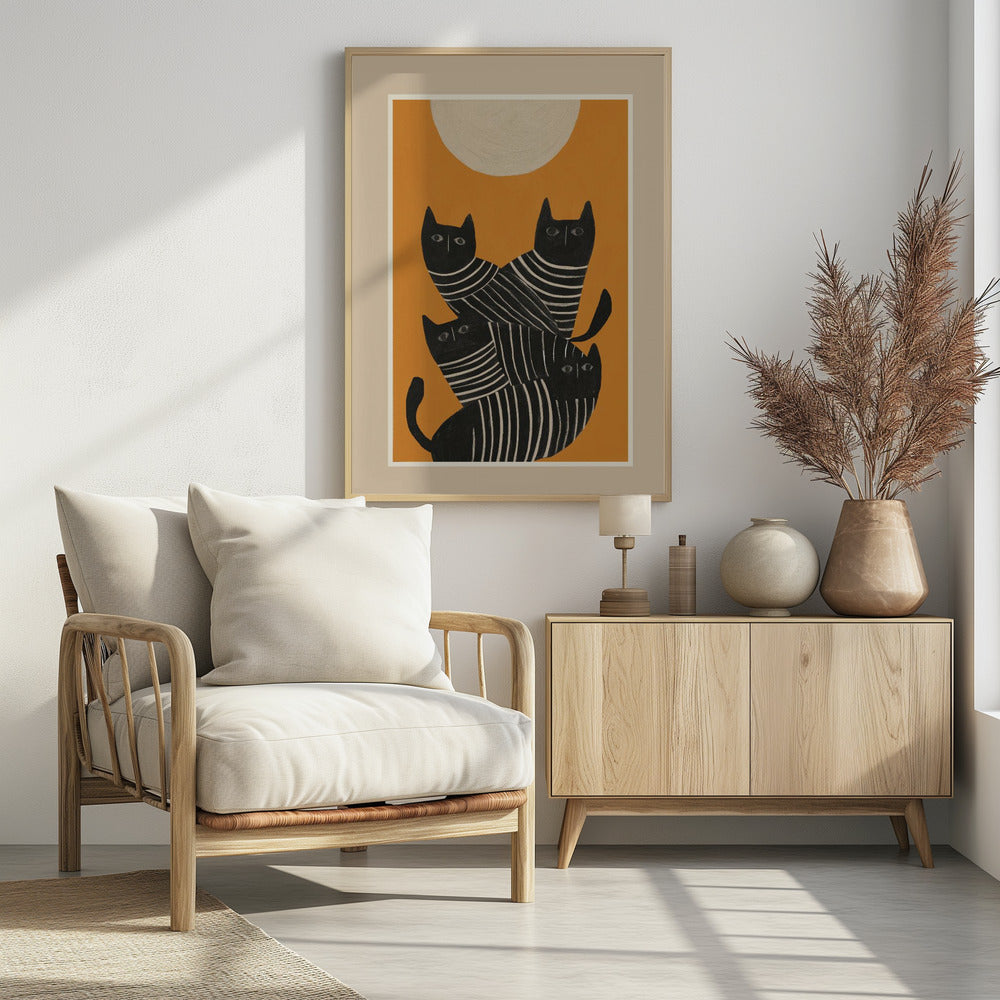 Abstract Black Cats - Poster / Art Print