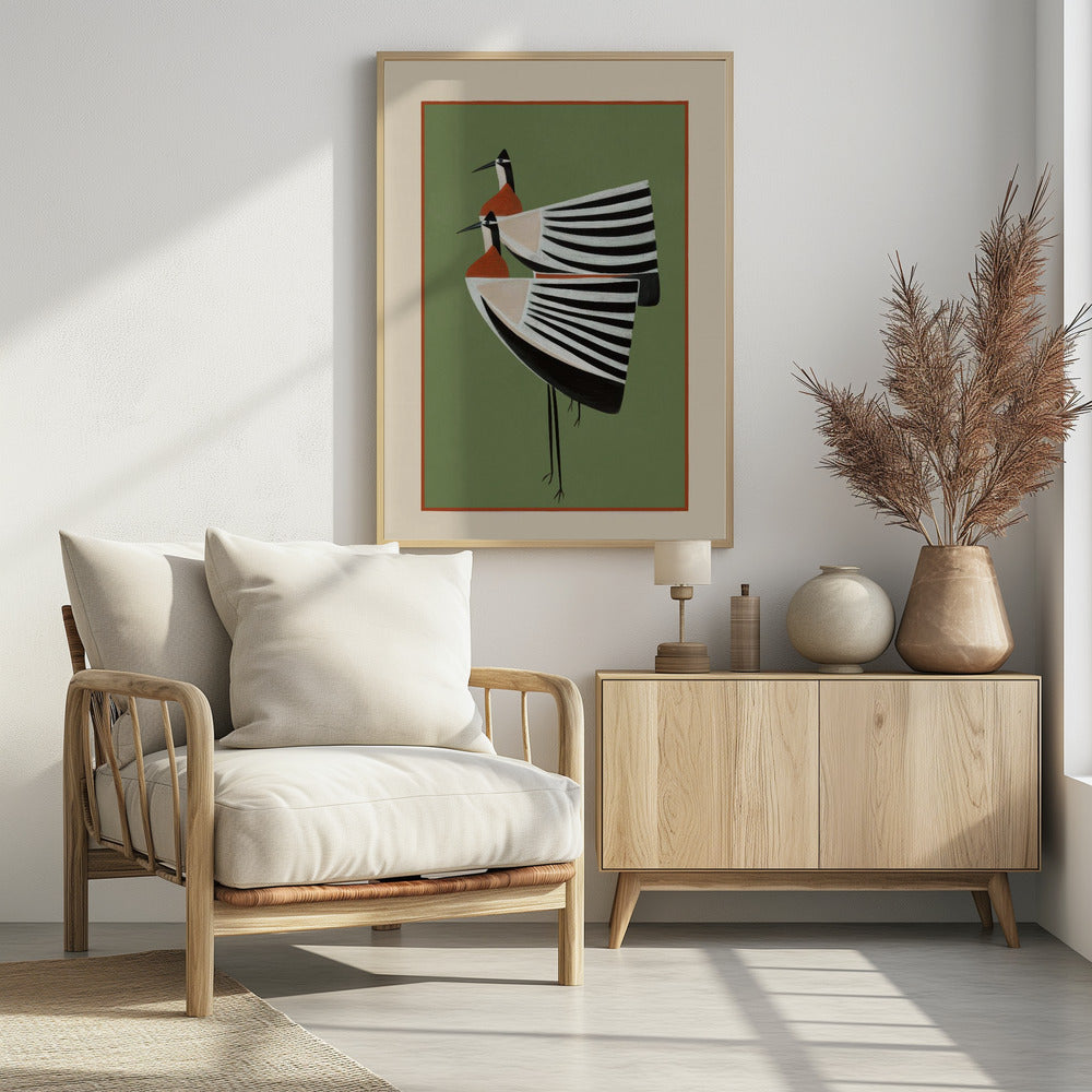 Striped Bird Pair - Poster / Art Print