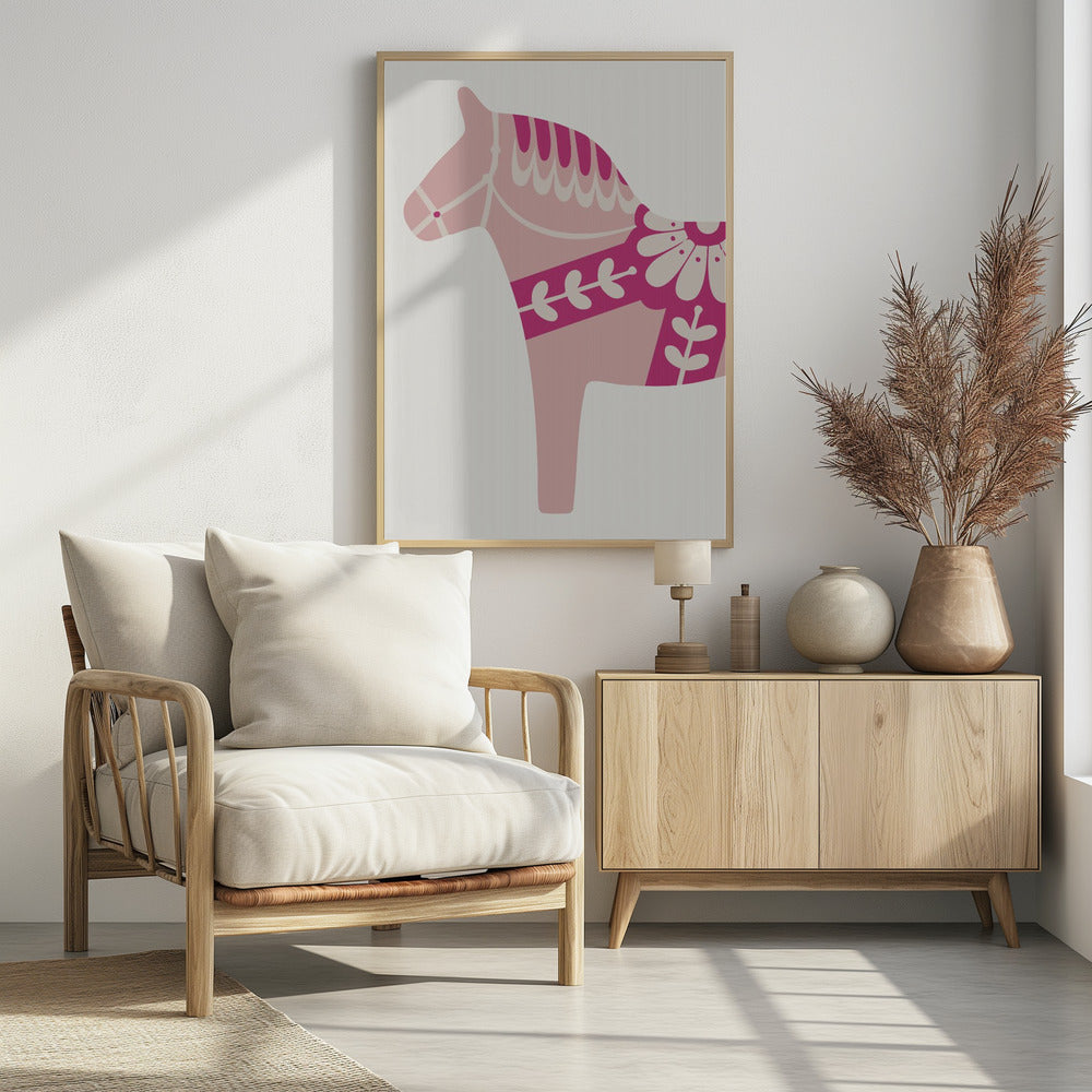 Rosa Dalahäst - Poster / Art Print