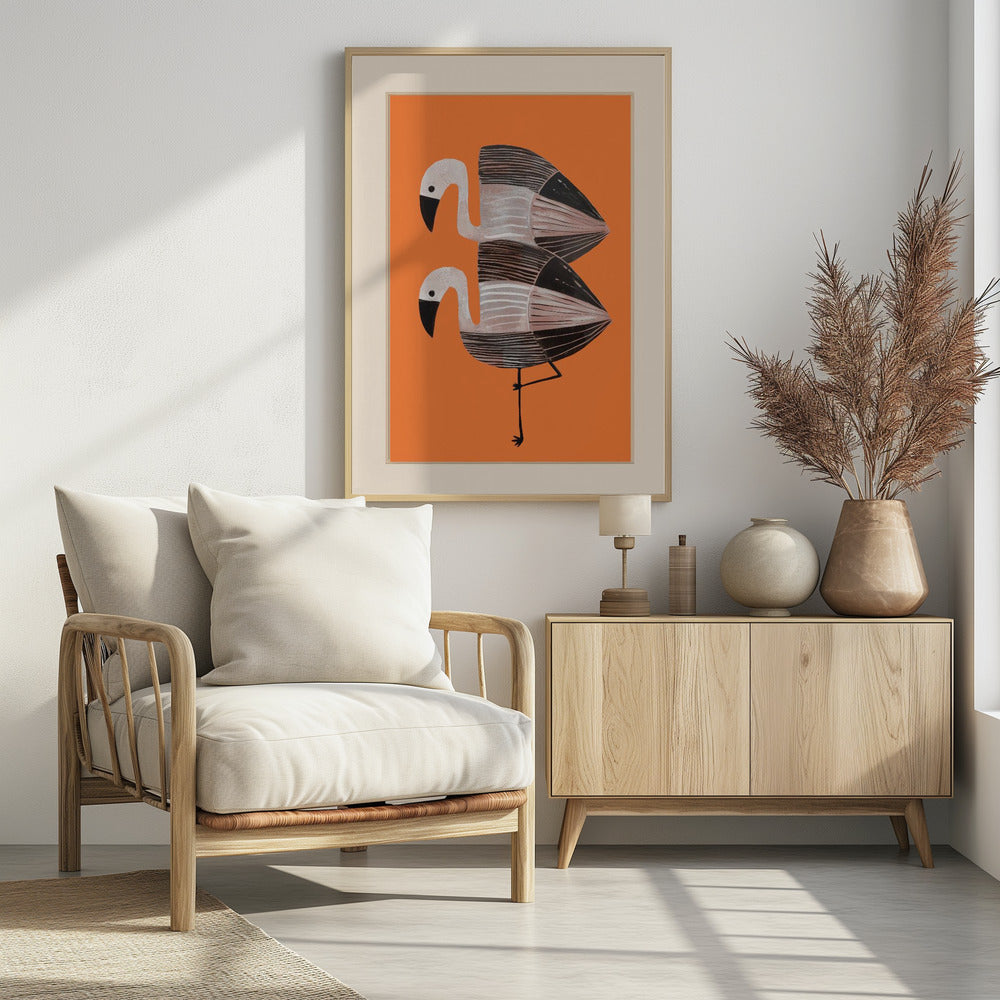 Tangerine Flamingos - Poster / Art Print