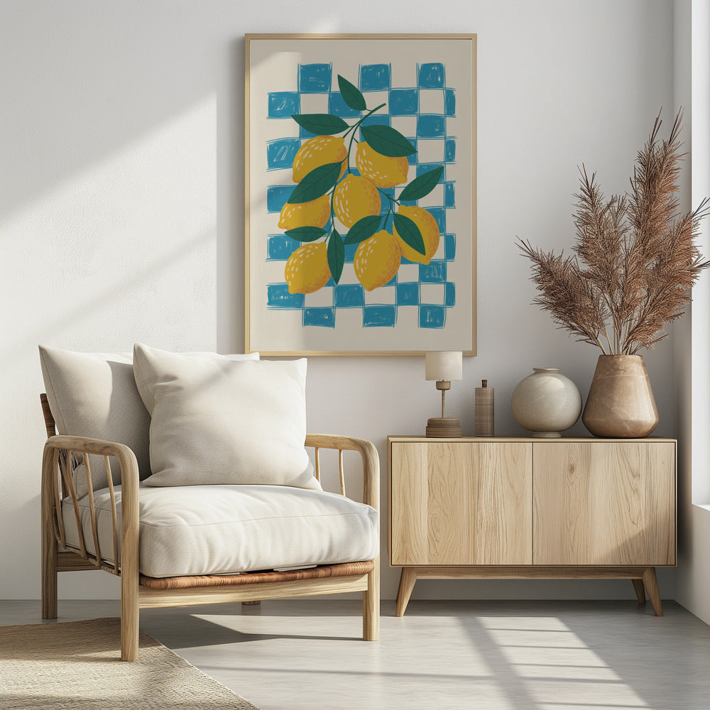 Lemon and Checks No 1 - Poster / Art Print
