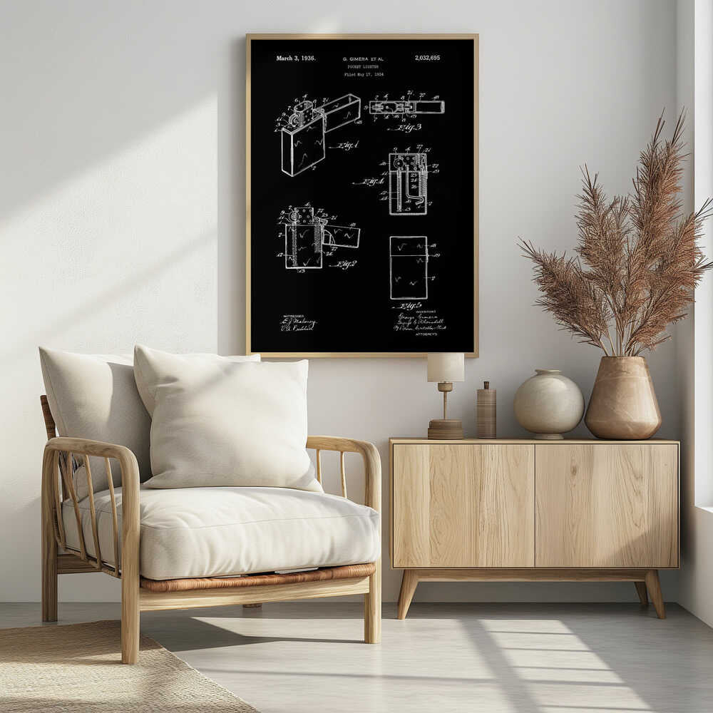 Pocket Lighter Patent 1934 - Poster / Art Print