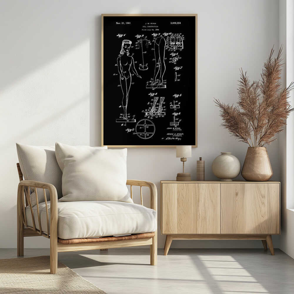 Doll Construction Patent 1961 - Poster / Art Print