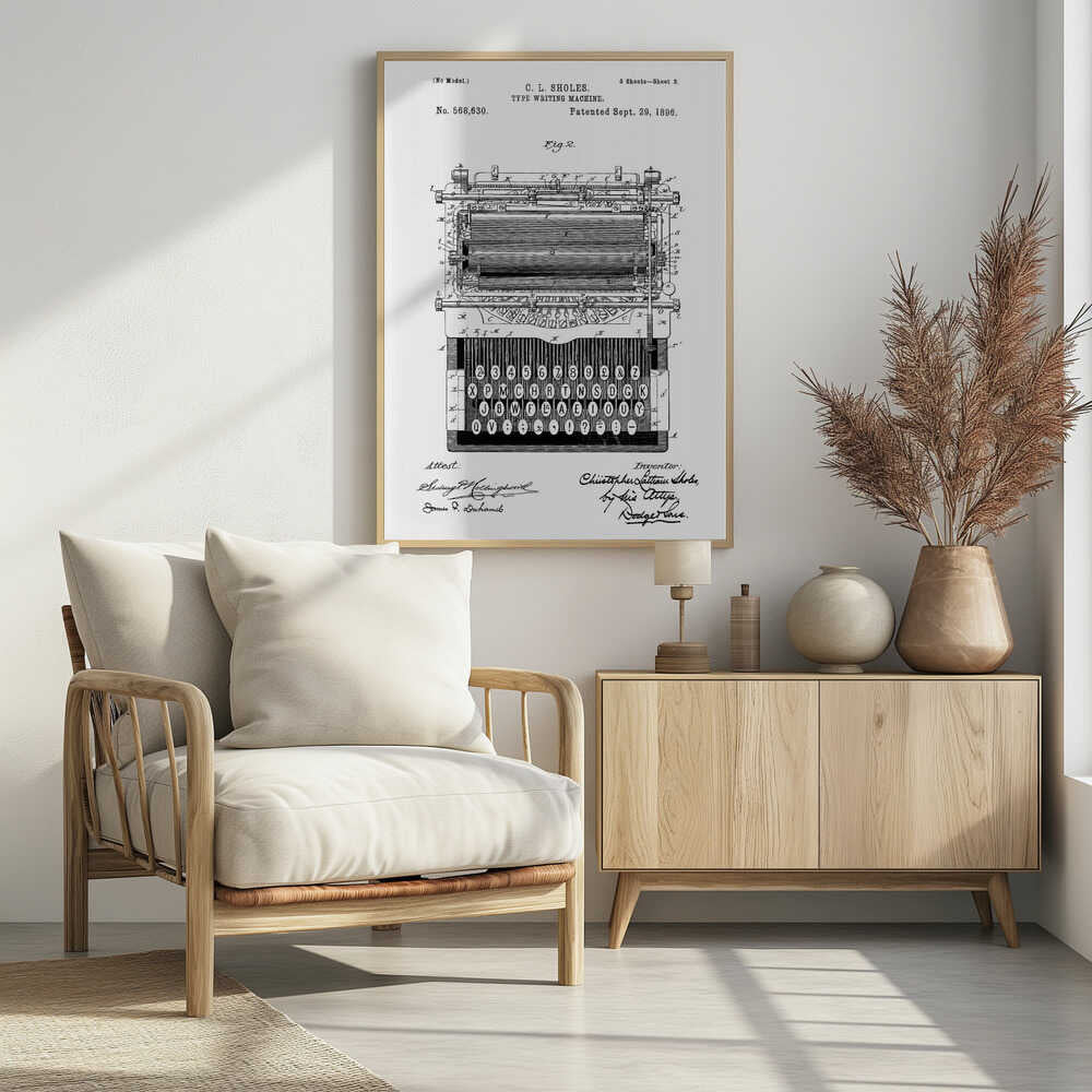 Typewriter Patent 1896 - Poster / Art Print