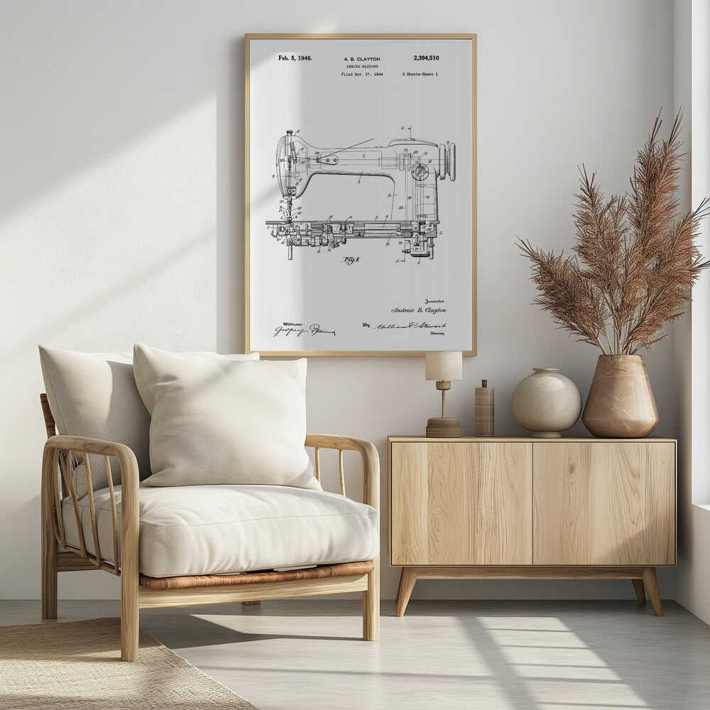 Sewing Machine Patent 1944 - Poster / Art Print