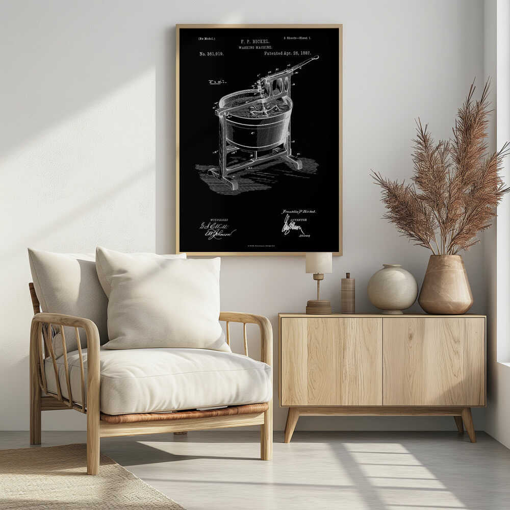 Washing Machine Patent 1887 - Poster / Art Print