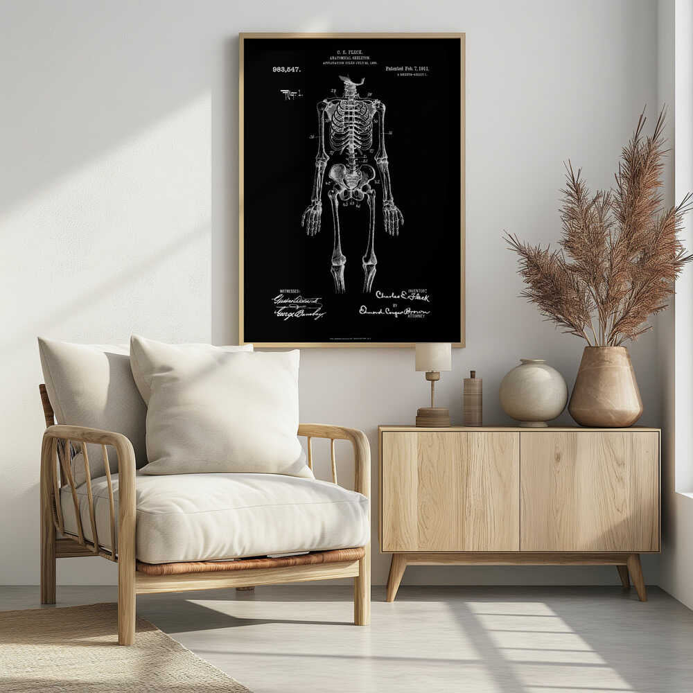 Anatomical Skeleton Patent 1911 - Poster / Art Print