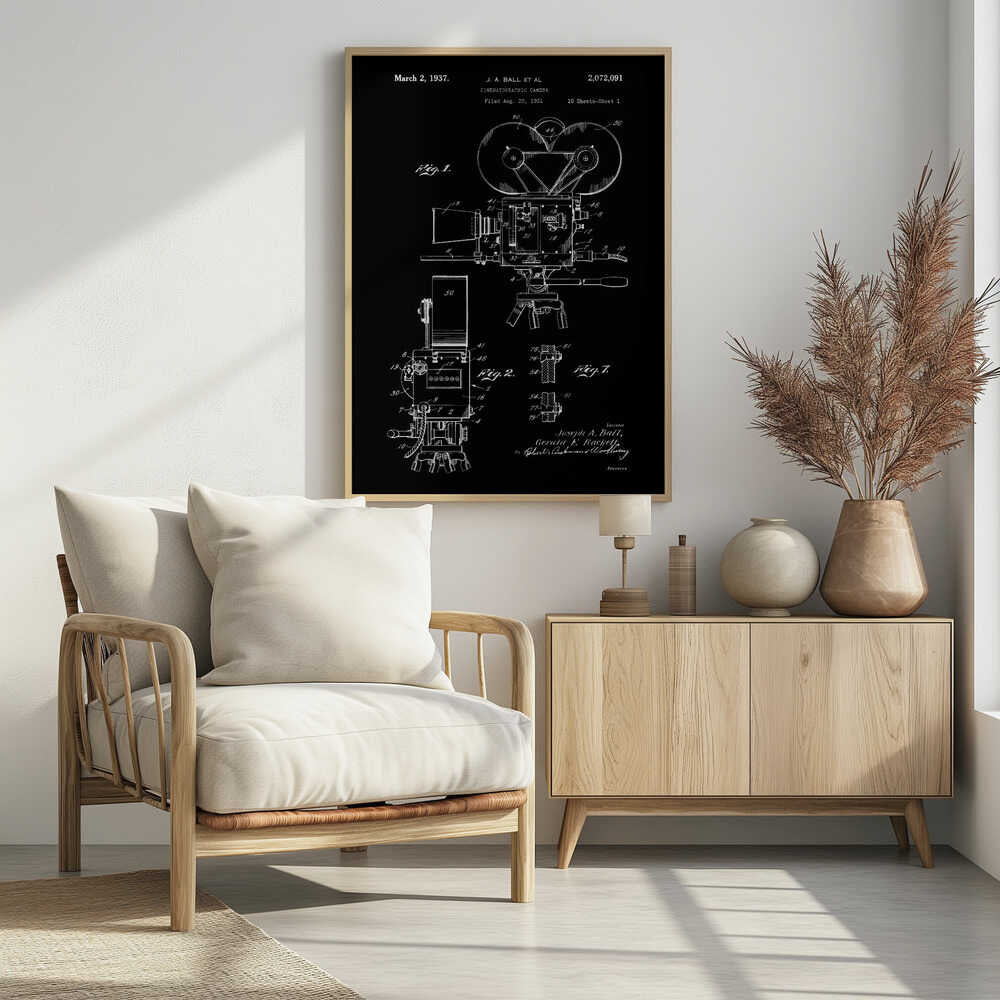 Cinematographic Camera Patent 1937 - Poster / Art Print
