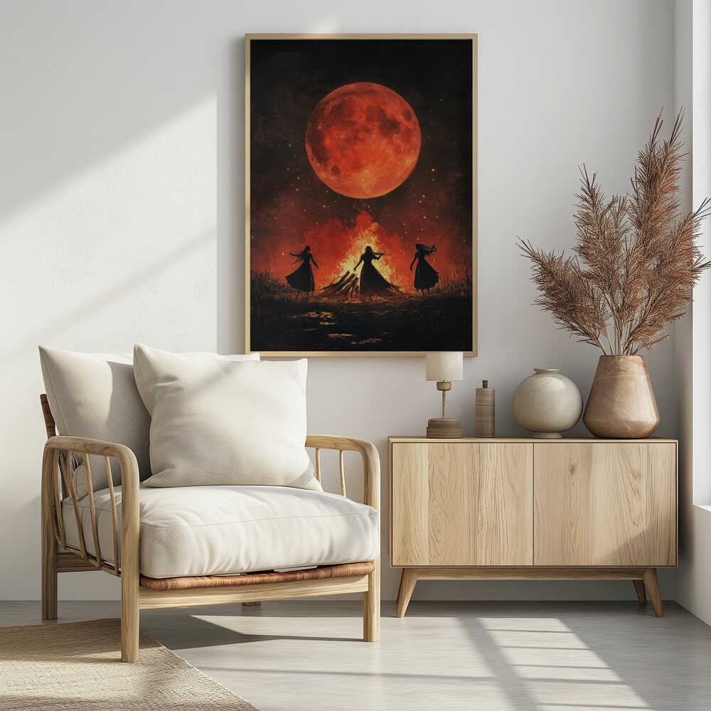 Dancing Witches Halloween Scene (1) - Poster / Art Print