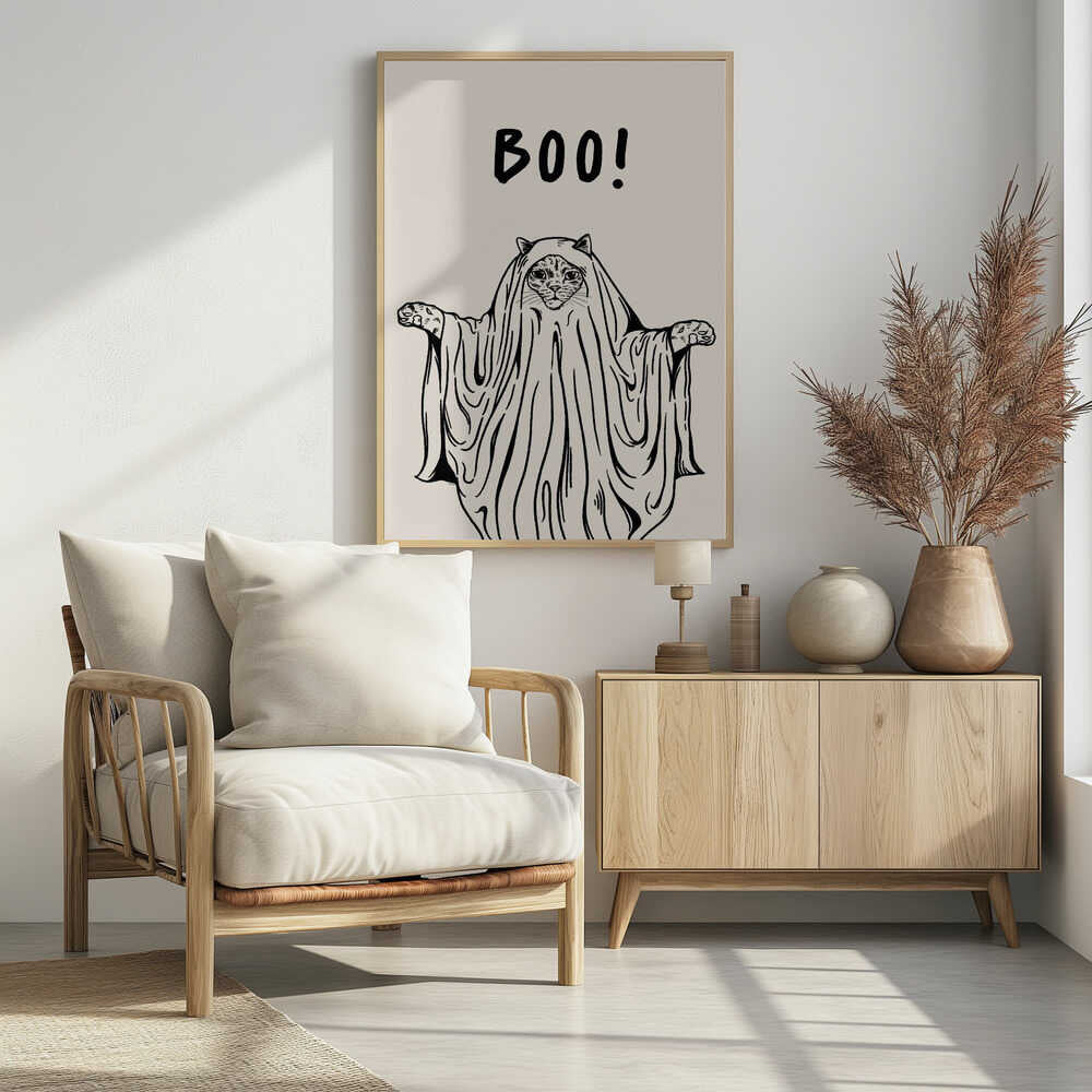 Boo! Ghost Cat - Poster / Art Print