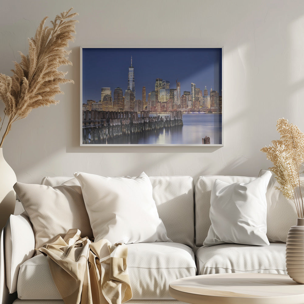 Manhattan Skyline at night - Poster / Art Print