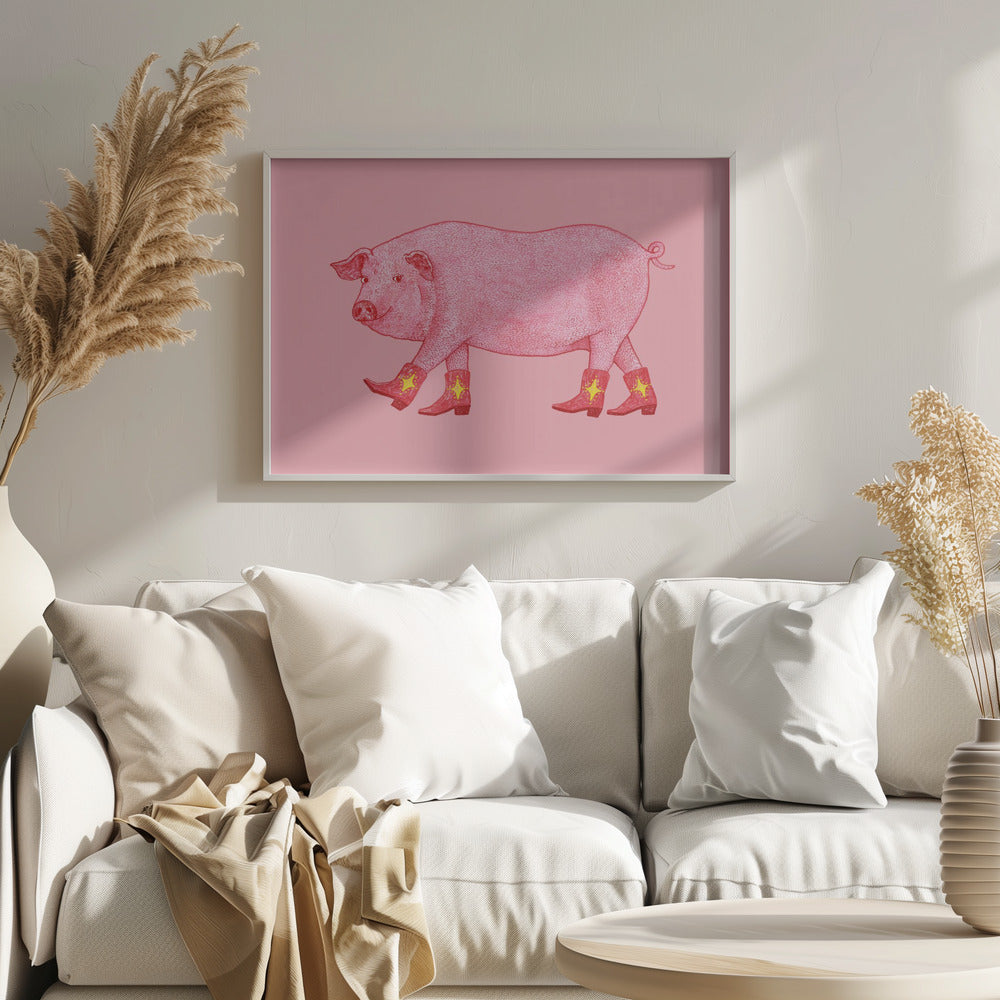 Marjorie the Cowgirl Pig - Poster / Art Print